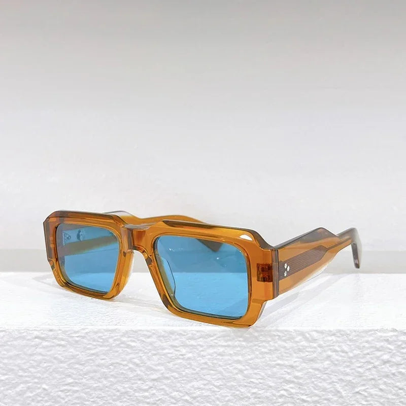 JMM MIGLIA Sunglasses for Men Vintage Square Acetate Luxury Designer Sunglasses Women Sun Glasses Blue Lenses Sunglass