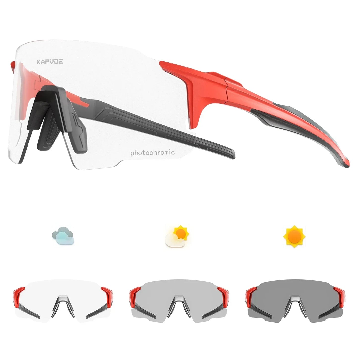 Kapvoe Photochromic Red Sunglasses Cycling Blue Outdoor Sports Bike Glasses Man MTB Fishing Glasses Eyewear Bicycle Goggles