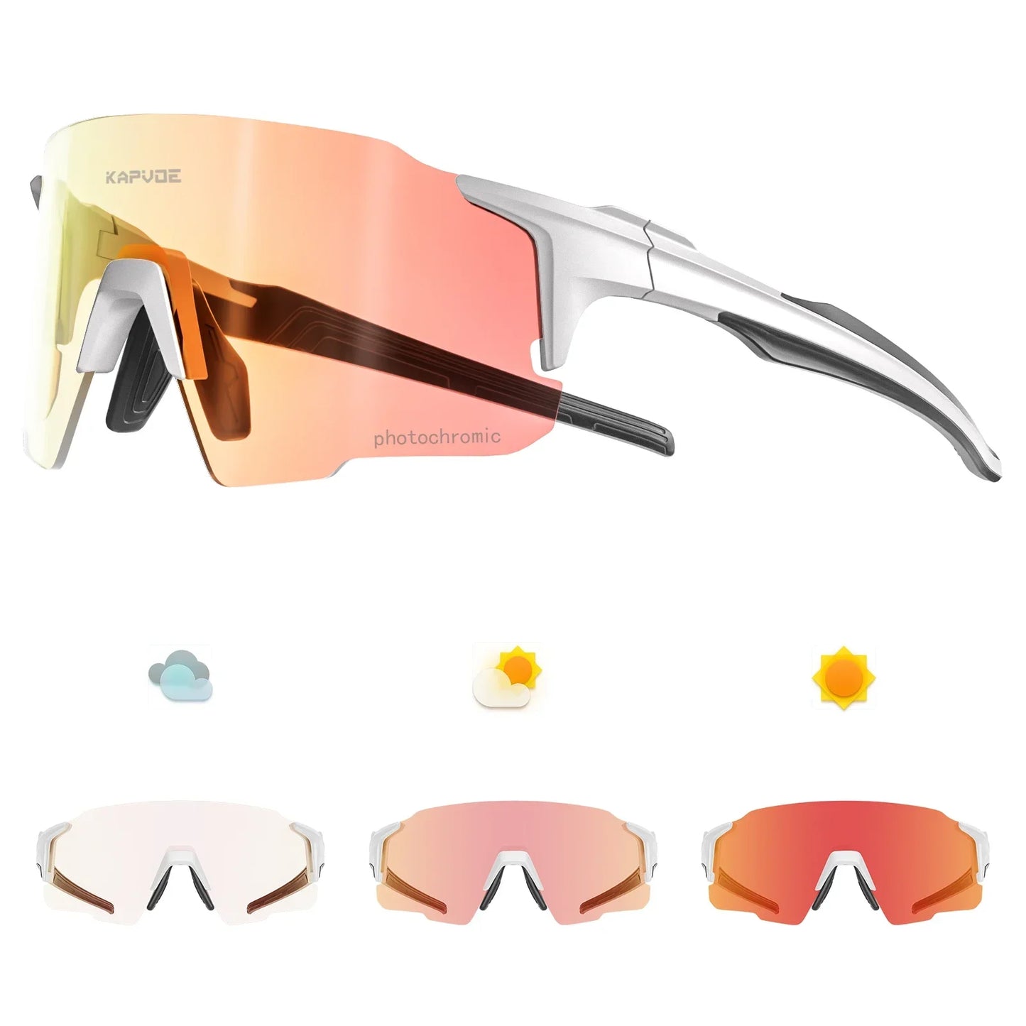 Kapvoe Photochromic Red Sunglasses Cycling Blue Outdoor Sports Bike Glasses Man MTB Fishing Glasses Eyewear Bicycle Goggles