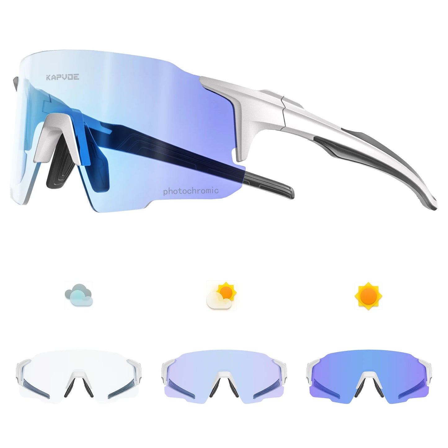 Kapvoe Photochromic Red Sunglasses Cycling Blue Outdoor Sports Bike Glasses Man MTB Fishing Glasses Eyewear Bicycle Goggles