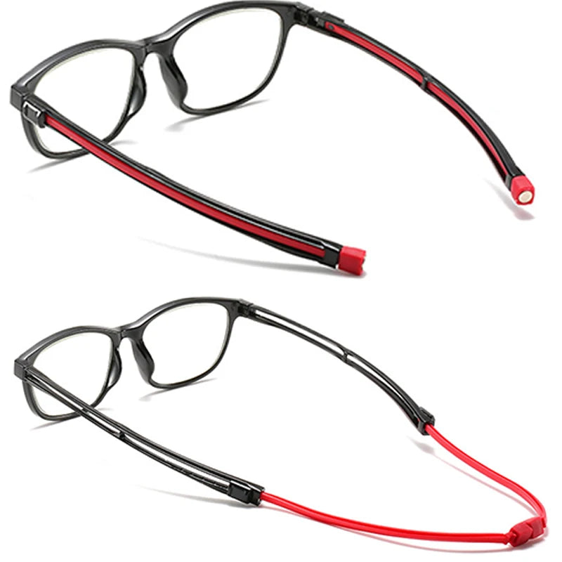 Lightweight Hanging Neck Reading Glasses Magnetic Bendable Anti Blue Light Presbyopic Glasses Men Women Adjustable Temples