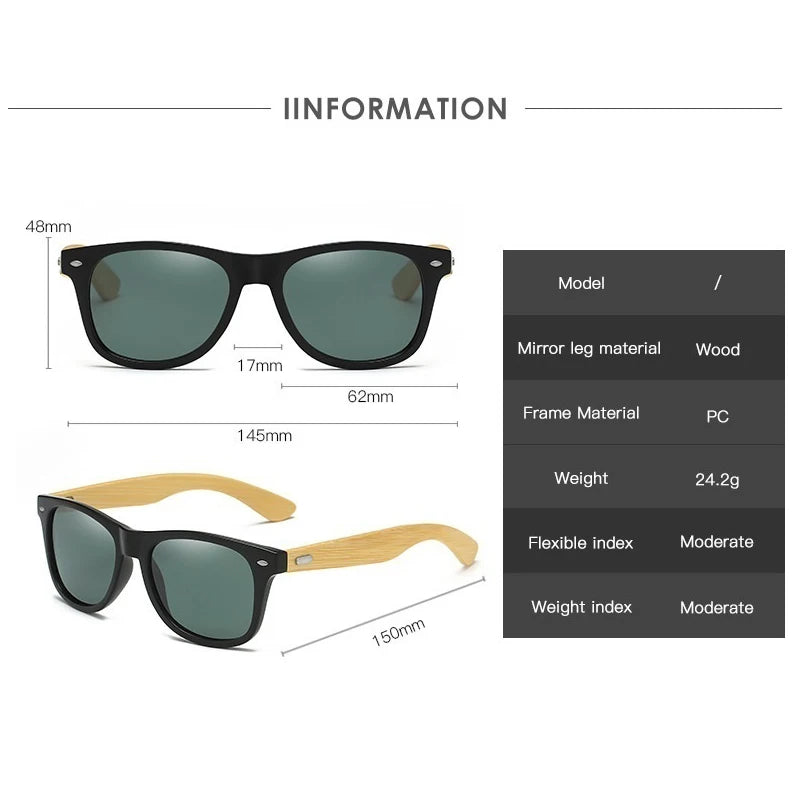 Luxury Designer Wooden Bamboo Sunglasses Classic Male Driving Riding UV400 Sports Sun Glasses Men Eyewear Eyeglasses