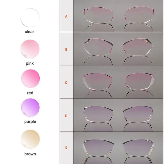 MR-7 Lenses for Women Rimless Diamond Cutted Glasses Frame,Customized Shape Choices and Optional Colors
