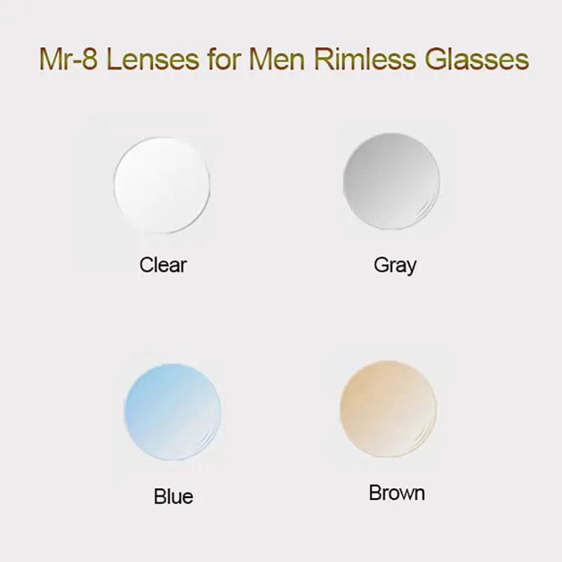 Lenti MR-8 per uomo, montatura per occhiali senza montatura con taglio a diamante, scelta di forme personalizzate e colori opzionali