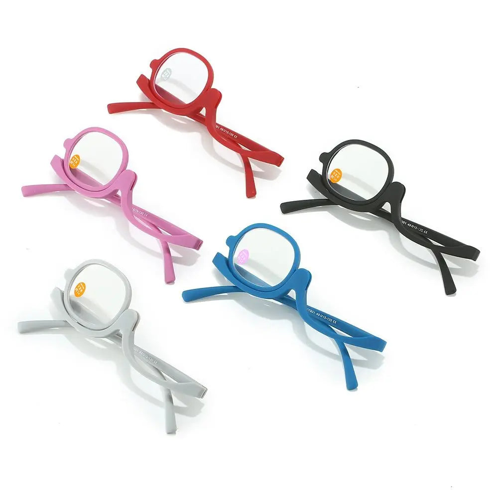 Magnifying Rotating Makeup Reading Glasses Flip Down Lenses Cosmetic Glasses Colourful Frame +1.0-4.0
