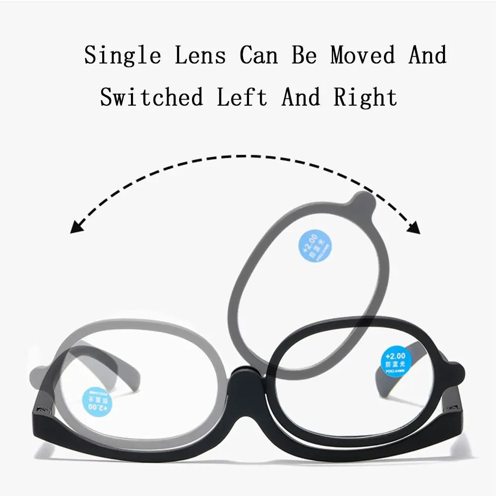 Magnifying Rotating Makeup Reading Glasses Flip Down Lenses Cosmetic Glasses Colourful Frame +1.0-4.0