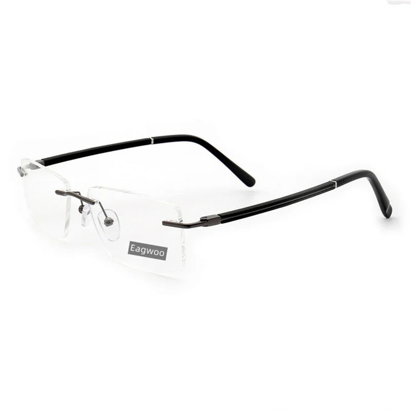 Men Rimless Eyeglasses Frame Strong Optical Frame Prescription Spectacle Frameless Glasses Lenses Size Width Shape Adjustable