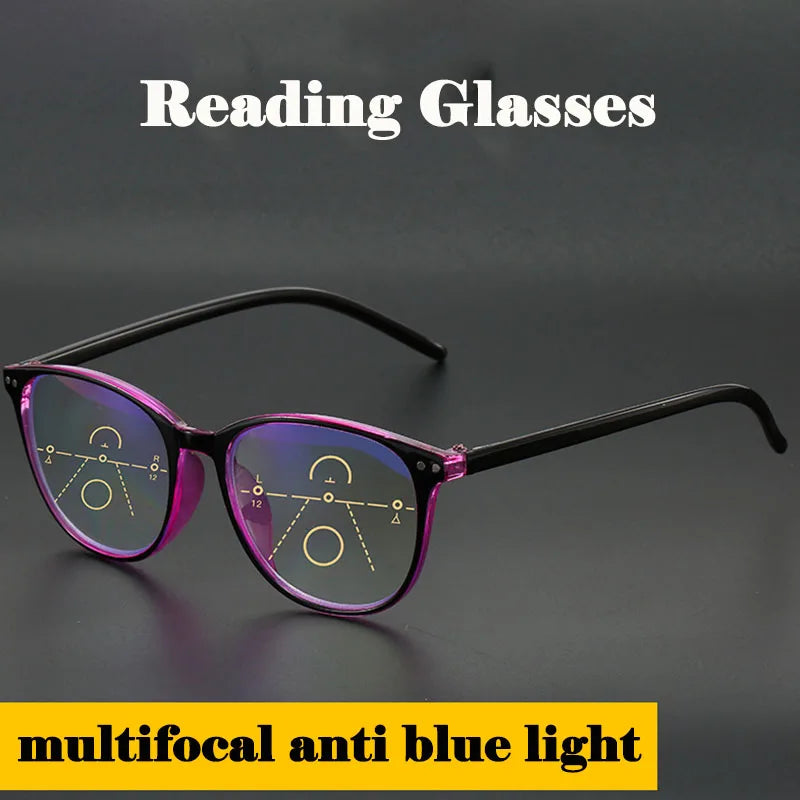Multifocal Progressive Reading Glasses Men Women Anti Blue Light Anti-fatigue Computer Glasses Full Frame Light Weight Fashion