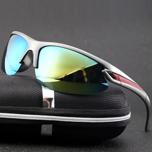 New Style Sunglasses Outdoor Cycling Sports Glasses Unisex UV400 Polarized Sunglasses Oval Rim gafas with case
