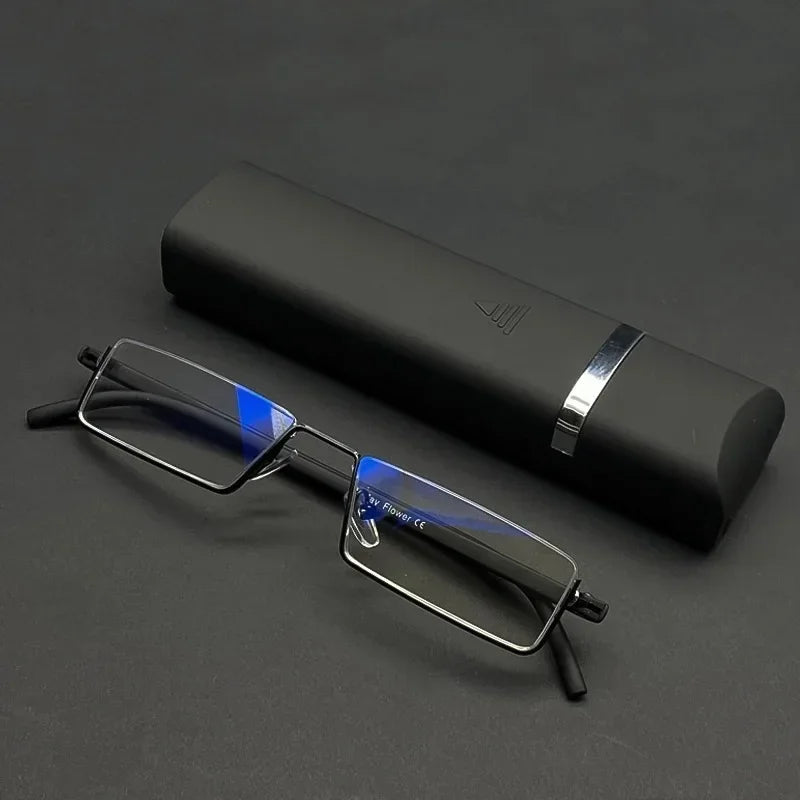 New TR90 Presbyopic Glasses Man Blue Light Reading Glasses Men Metal Square Glasses For Sight Plus Lenses +1.75+2.25+2.75