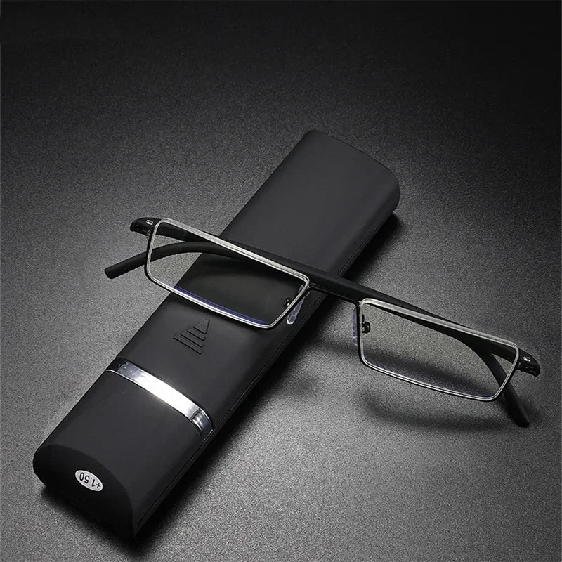New TR90 Presbyopic Glasses Man Blue Light Reading Glasses Men Metal Square Glasses For Sight Plus Lenses +1.75+2.25+2.75