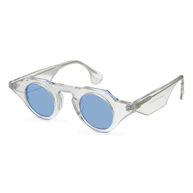 Occhiali da sole in acetato spesso poligonale Occhiali da sole con lenti rotonde Protezione UV Occhiali da sole firmati Sonnenbrille Herren