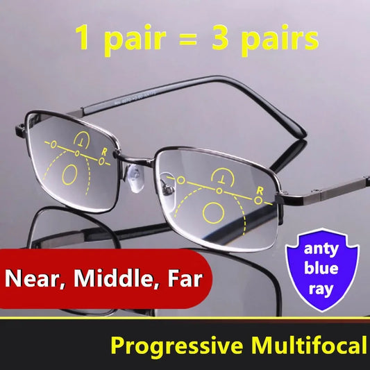 Quality Progressive Multifocal Bifocal Reading Glasses Men Women Anti Blue Light Optics Eyeglasses Anti-Computer Radiation Cheap