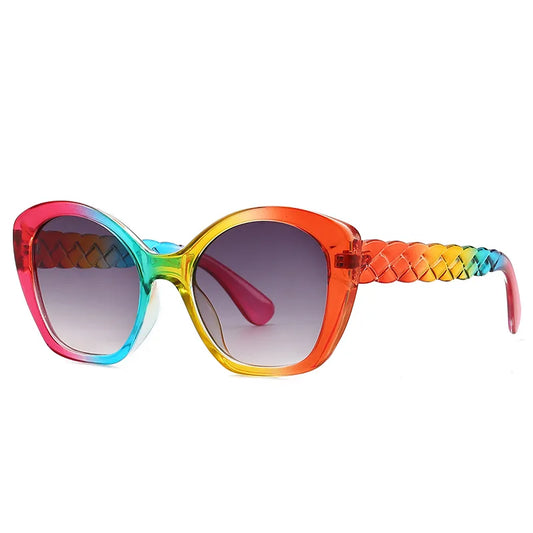 Rainbow Cat Eye Sunglasses for Women Designer Style Reflective Lenses Oversized Cateyes Shades Gafas de sol