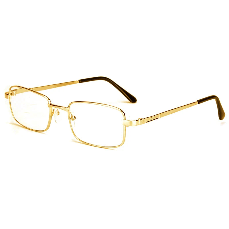 Real Glass Lens Reading Glasses Unisex Anti-Scratch Fireproof Clear Magnifying Glasses Silver Square Full Rim with case Cheap