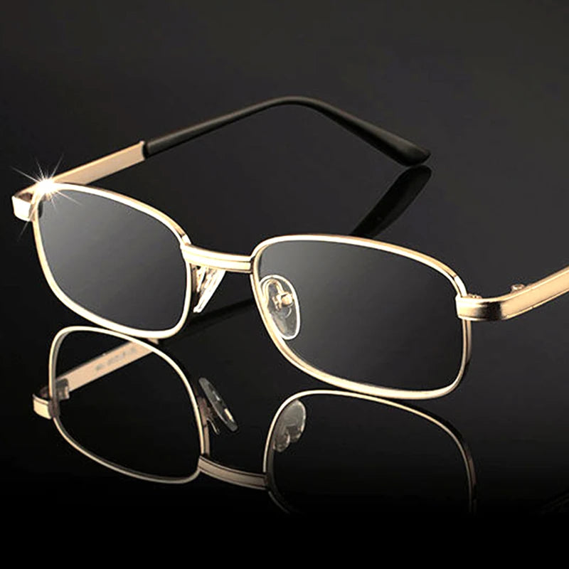 Real Glass Lens Reading Glasses Unisex Anti-Scratch Fireproof Clear Magnifying Glasses Silver Square Full Rim with case Cheap