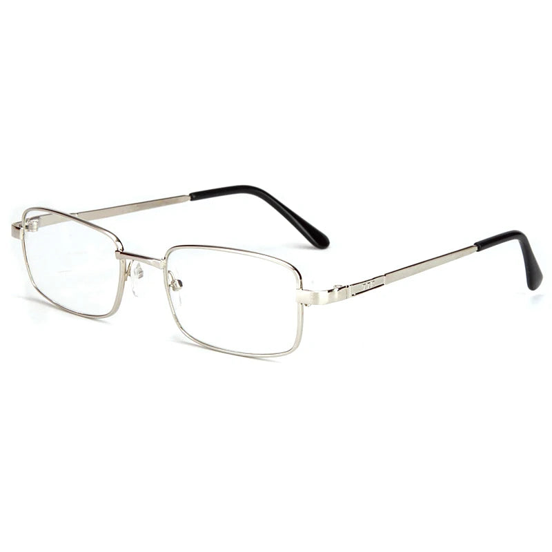 Real Glass Lens Reading Glasses Unisex Anti-Scratch Fireproof Clear Magnifying Glasses Silver Square Full Rim with case Cheap