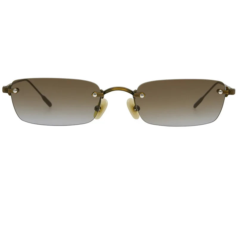 Rimless Square Uv400 Pure Titanium Sunglasses Men and Women Outdoor Designer Gold Silver Eyeglasses with Nylon Lenses