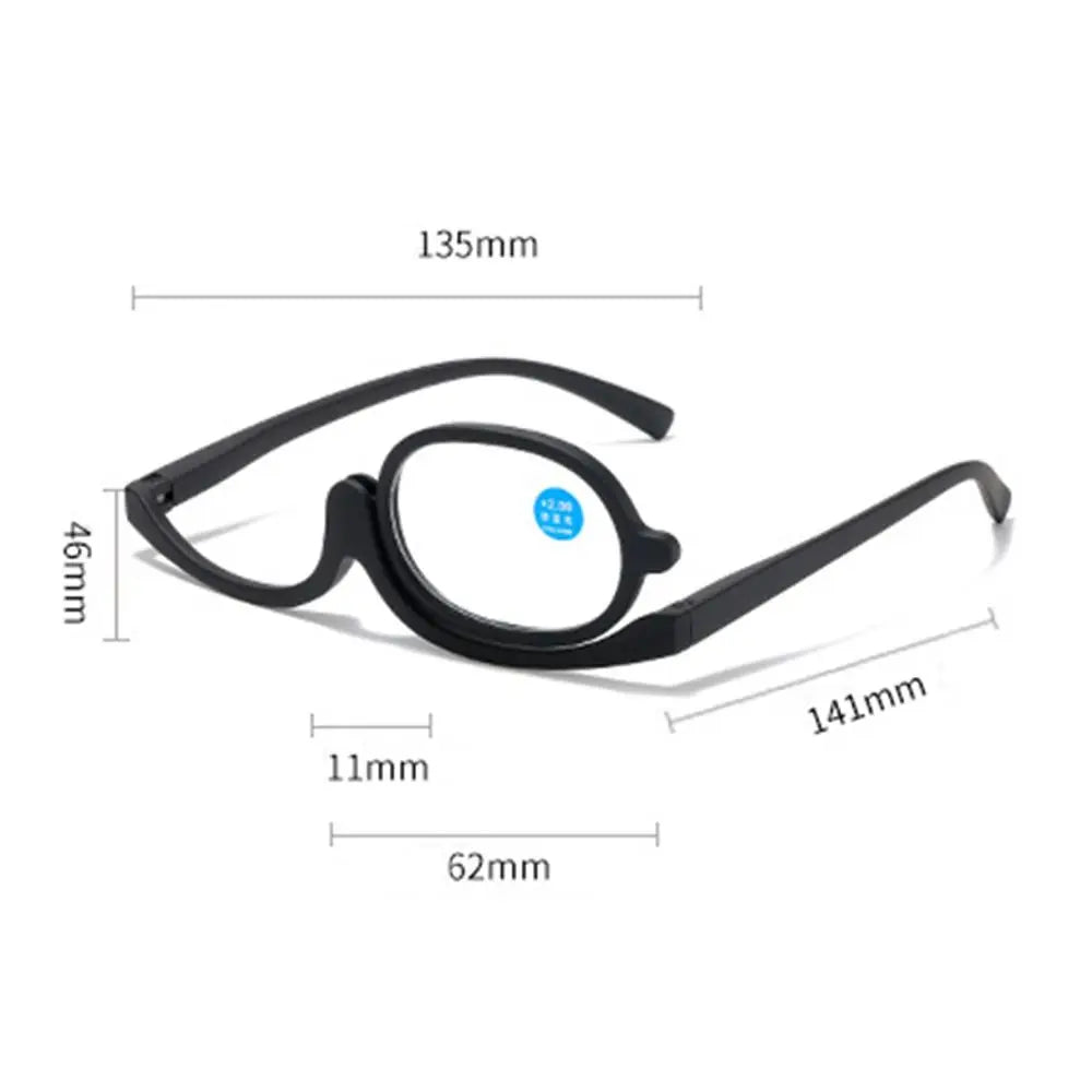 Magnifying Rotating Makeup Reading Glasses Flip Down Lenses Cosmetic Glasses Colourful Frame +1.0-4.0
