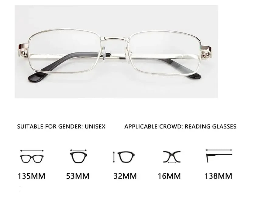 HD Lenses Reading GlassesMen's Women's Presbyopia Magnified Clear PC Lenses Diopter Glasses +0--+400