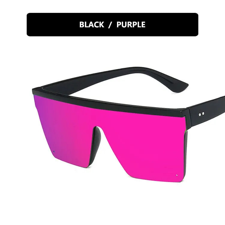 Luxury Designer Purple Sunglasses Large Frame One-Piece Sunglasses Vintage Sunglasses Female Street Photo Driving Sun Glasses