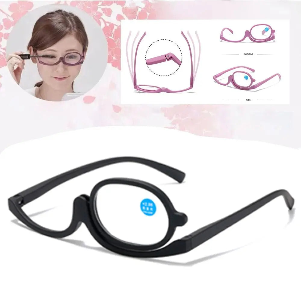 Magnifying Rotating Makeup Reading Glasses Flip Down Lenses Cosmetic Glasses Colourful Frame +1.0-4.0