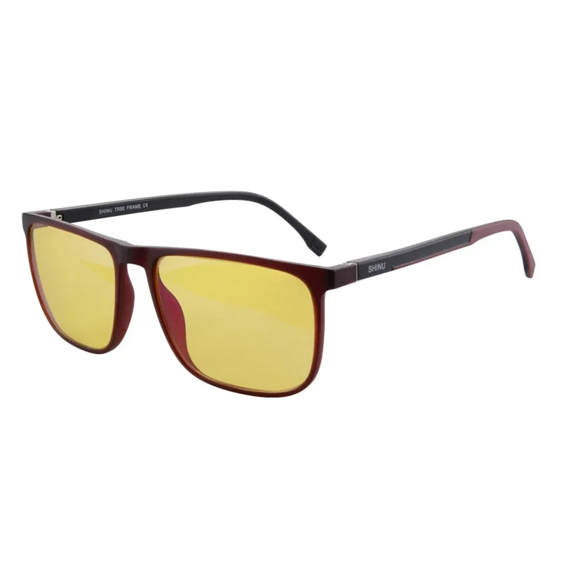 SHINU Brand Good Sleep Blue Light Blocking Glasses Men Red Lenses Anti Green Light Eliminate Eye Strain Glasses  Bluelight