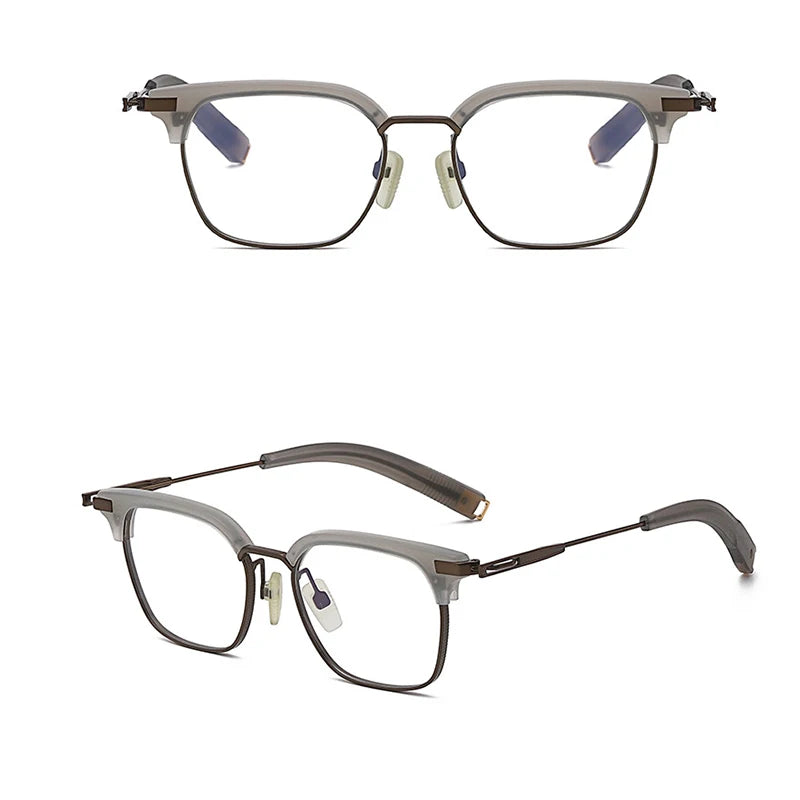 Vintage Designer Titanium Eyeglasses Frame Men Square Prescription Optical Acetate Glasses Women Luxury Myopia Eyebrow Eyewear