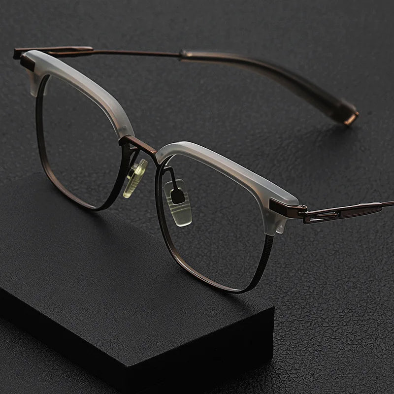 Vintage Designer Titanium Eyeglasses Frame Men Square Prescription Optical Acetate Glasses Women Luxury Myopia Eyebrow Eyewear