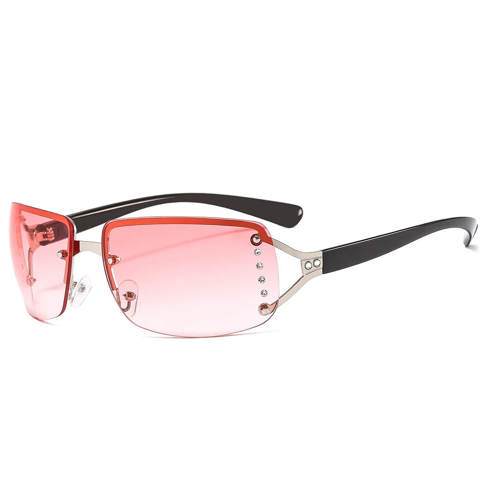 XJiea Y2K Women Sunglasses Designer Punk Rimless Sun Glasses For Men Cycilng Sports UV400 Gradient Lenses Shades Goggle