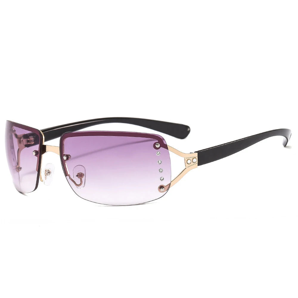 XJiea Y2K Women Sunglasses Designer Punk Rimless Sun Glasses For Men Cycilng Sports UV400 Gradient Lenses Shades Goggle