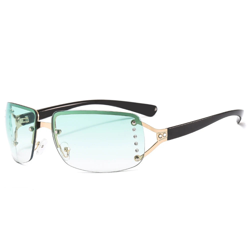 XJiea Y2K Women Sunglasses Designer Punk Rimless Sun Glasses For Men Cycilng Sports UV400 Gradient Lenses Shades Goggle