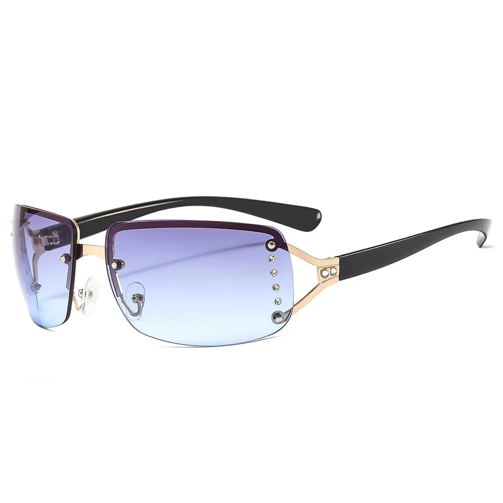 XJiea Y2K Women Sunglasses Designer Punk Rimless Sun Glasses For Men Cycilng Sports UV400 Gradient Lenses Shades Goggle