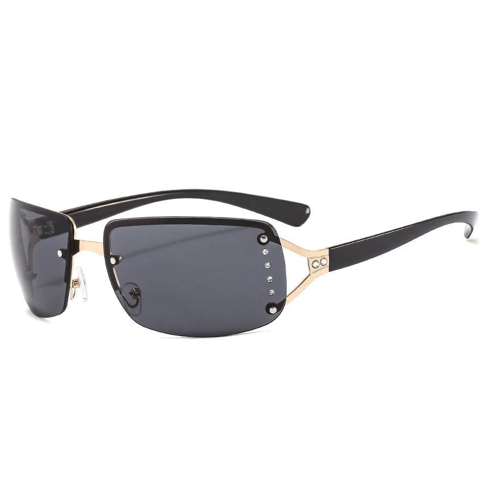 XJiea Y2K Women Sunglasses Designer Punk Rimless Sun Glasses For Men Cycilng Sports UV400 Gradient Lenses Shades Goggle