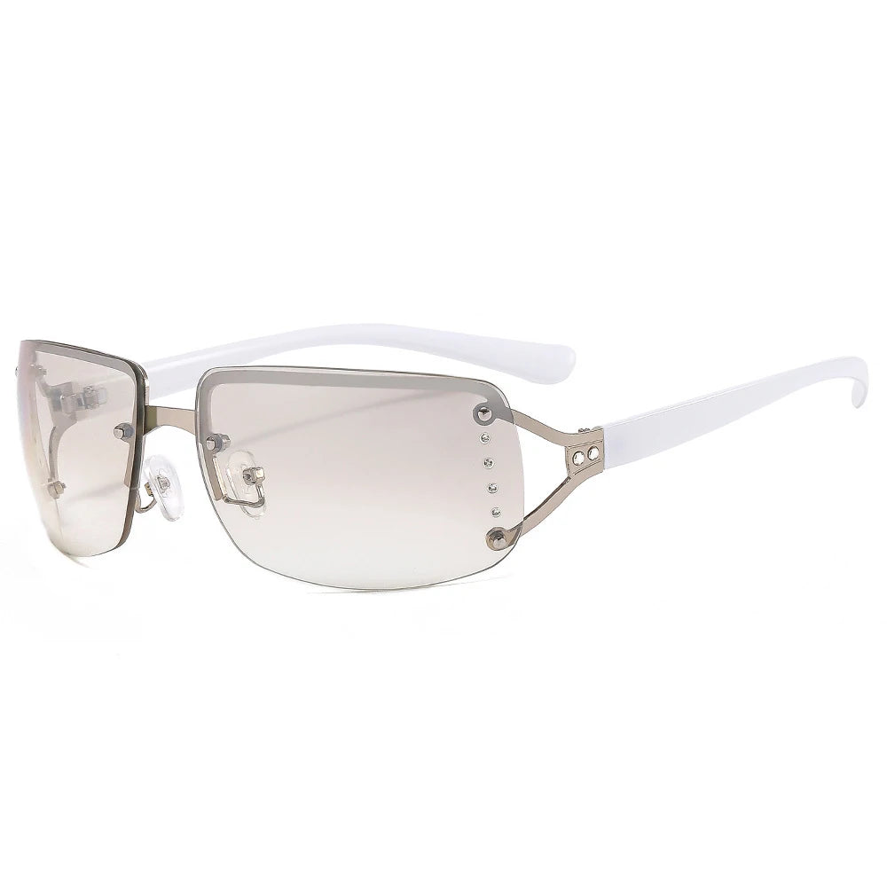 XJiea Y2K Women Sunglasses Designer Punk Rimless Sun Glasses For Men Cycilng Sports UV400 Gradient Lenses Shades Goggle