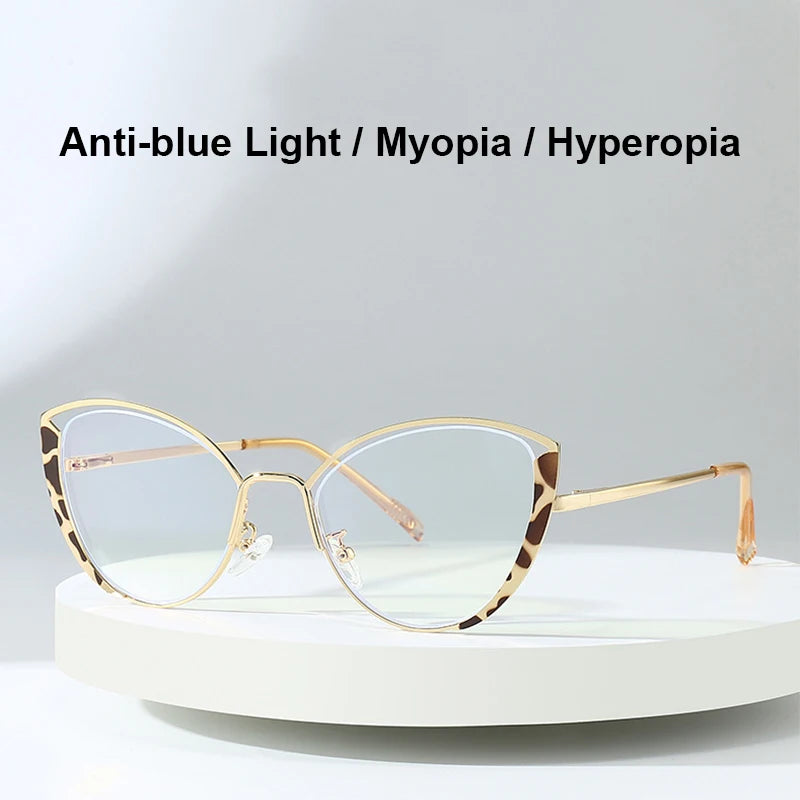 XJiea Luxury Brand Designer Eyeglasses Frames Women Anti-Blue Light Lenses High Quality Myopia Hyperopia Glasses
