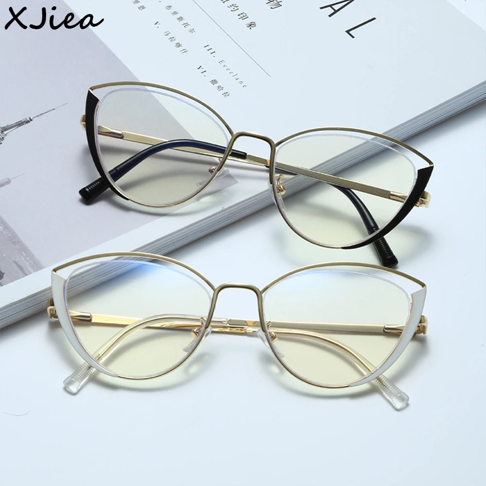 XJiea Luxury Brand Designer Eyeglasses Frames Women Anti-Blue Light Lenses High Quality Myopia Hyperopia Glasses