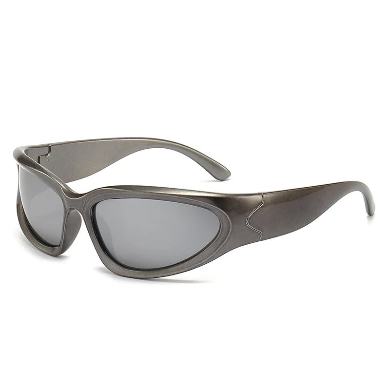 XJiea y2k Occhiali da sole Donna 2024 Steampunk Uomo Occhiali Lenti a specchio alla moda Ciclismo all'aperto Unisex Shades Eyewear