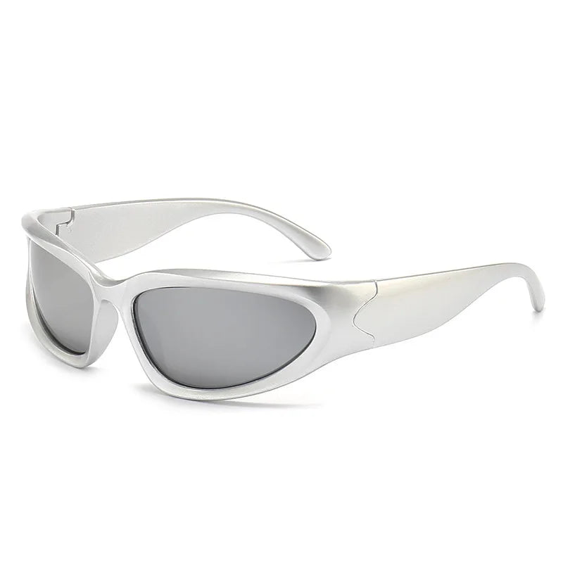 XJiea y2k Occhiali da sole Donna 2024 Steampunk Uomo Occhiali Lenti a specchio alla moda Ciclismo all'aperto Unisex Shades Eyewear