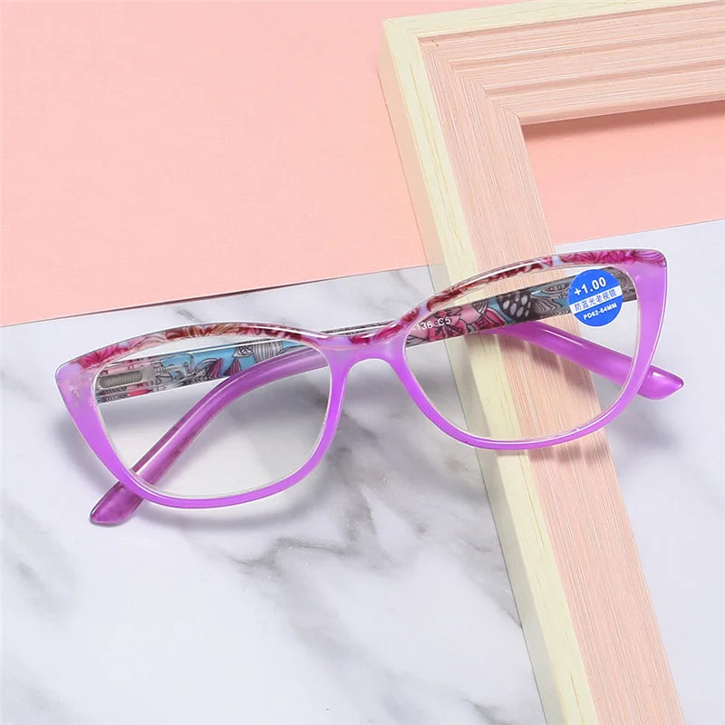 seemfly Cat Eye Presbyopic Spectacle Anti Blue Ray Reading Glasses Women Ultralight Prescription PC lenses Eyewear +1.0 to +3.5