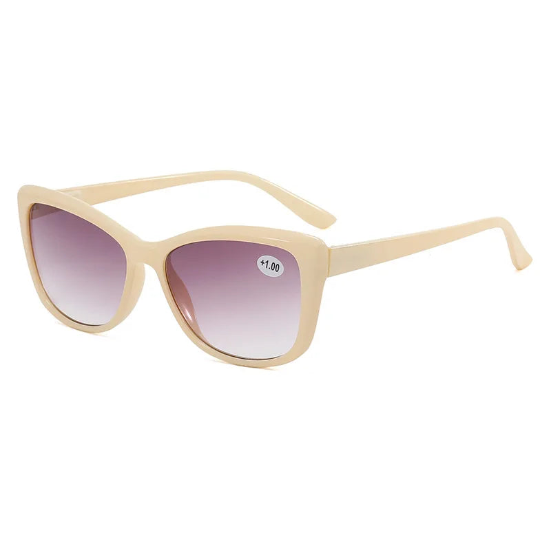 seemfly Cat Eye Reading Glasses Women Gradient Gray Lenses Presbyopic Sunglasses Ultralight Anti Blue Light Eyewear Diopter +1.0