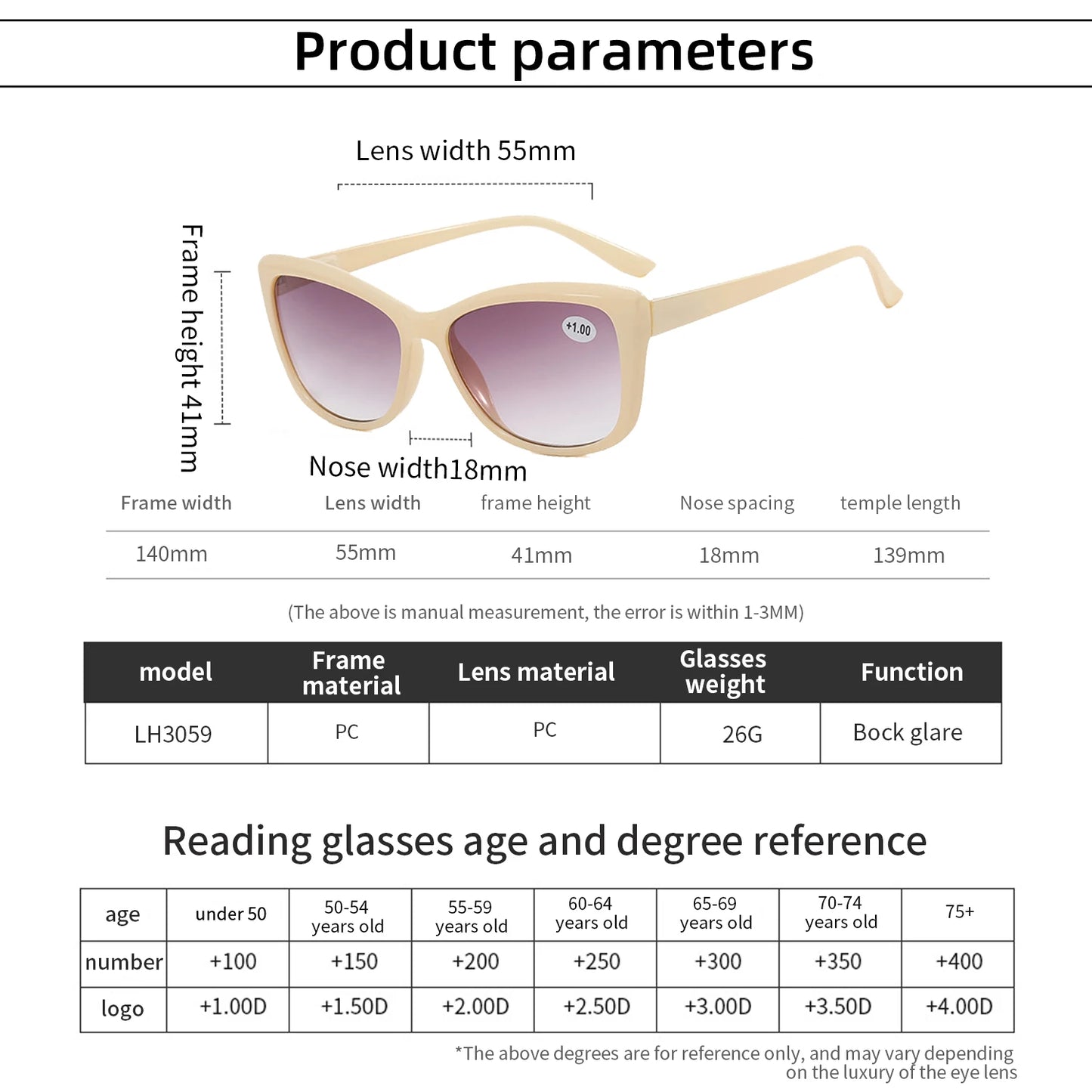 seemfly Cat Eye Reading Glasses Women Gradient Gray Lenses Presbyopic Sunglasses Ultralight Anti Blue Light Eyewear Diopter +1.0