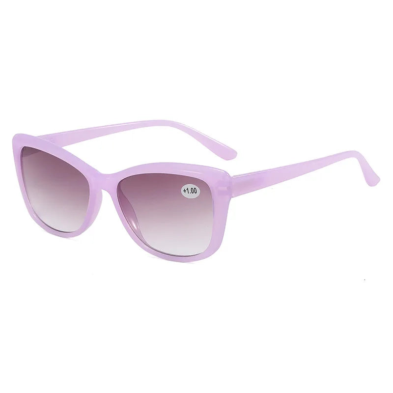 seemfly Cat Eye Reading Glasses Women Gradient Gray Lenses Presbyopic Sunglasses Ultralight Anti Blue Light Eyewear Diopter +1.0