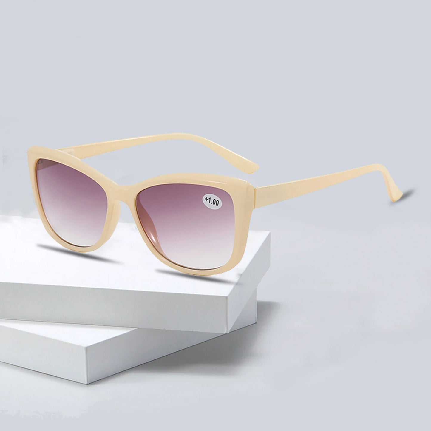 seemfly Cat Eye Reading Glasses Women Gradient Gray Lenses Presbyopic Sunglasses Ultralight Anti Blue Light Eyewear Diopter +1.0